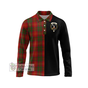 Burns Tartan Long Sleeve Polo Shirt with Family Crest and Half Of Me Style