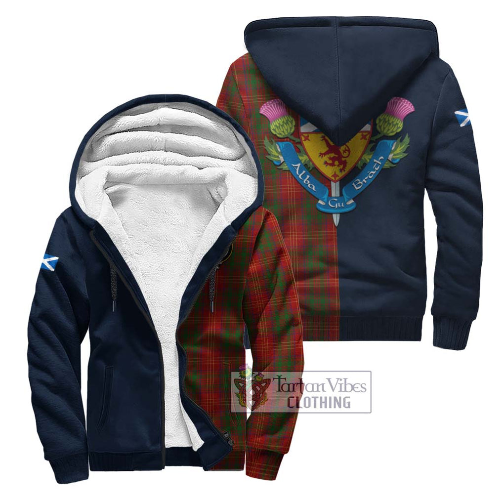 Tartan Vibes Clothing Burns Tartan Sherpa Hoodie with Scottish Lion Royal Arm Half Style