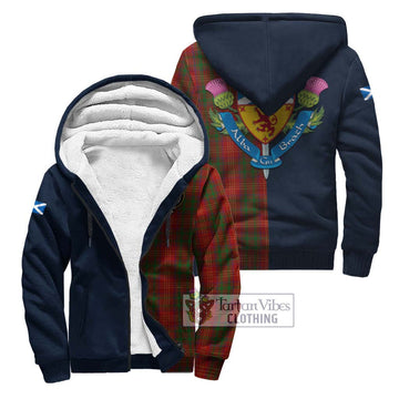 Burns Tartan Sherpa Hoodie Alba with Scottish Lion Royal Arm Half Style