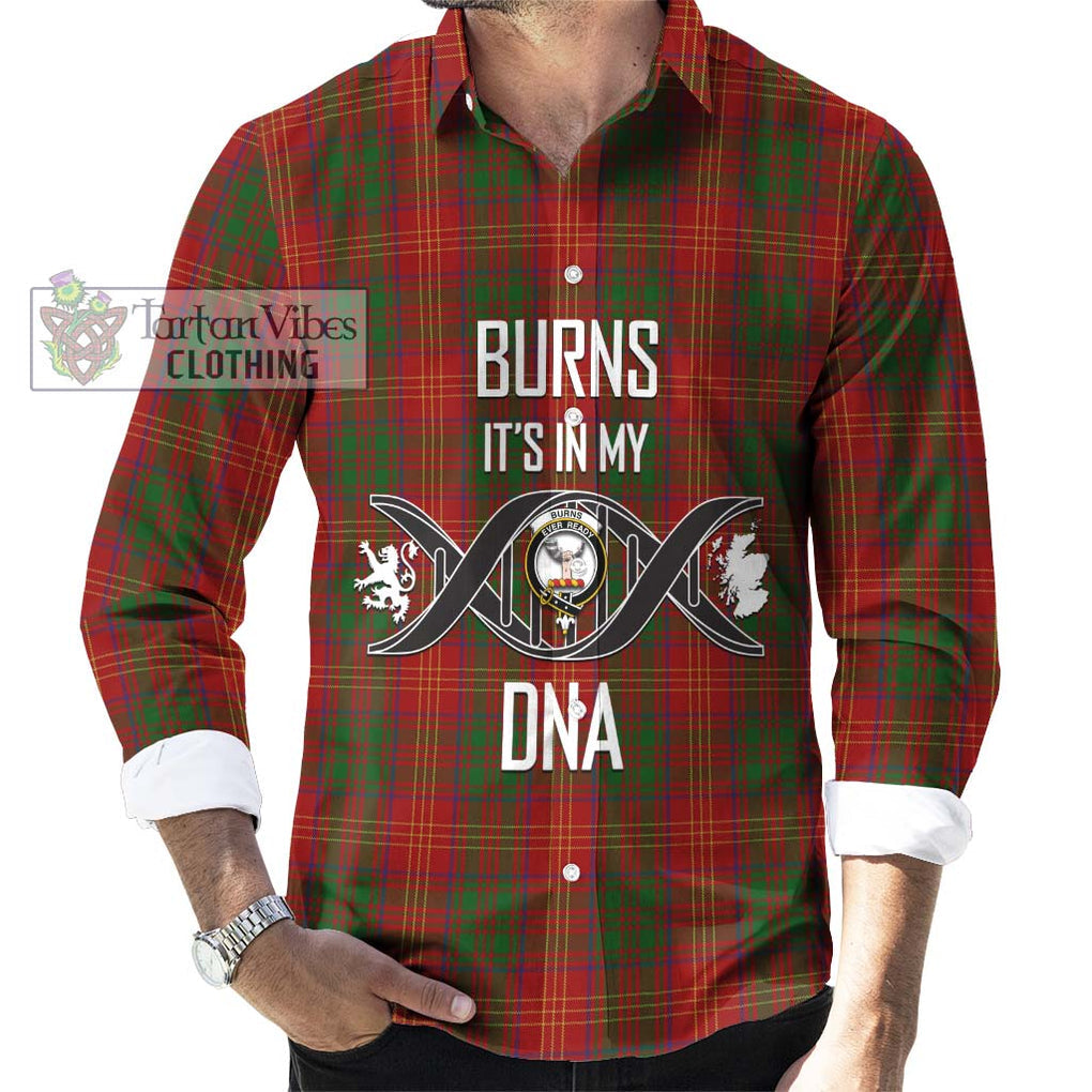 Burns Tartan Long Sleeve Button Shirt with Family Crest DNA In Me Style Men's Shirt S - Tartanvibesclothing Shop