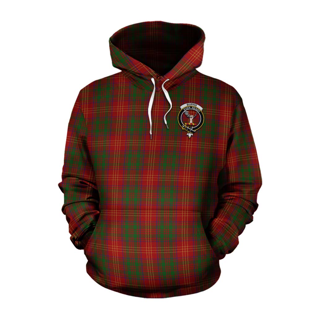 Tartan Vibes Clothing Burns Tartan Cotton Hoodie with Family Crest and Bearded Skull Holding Bottles of Whiskey