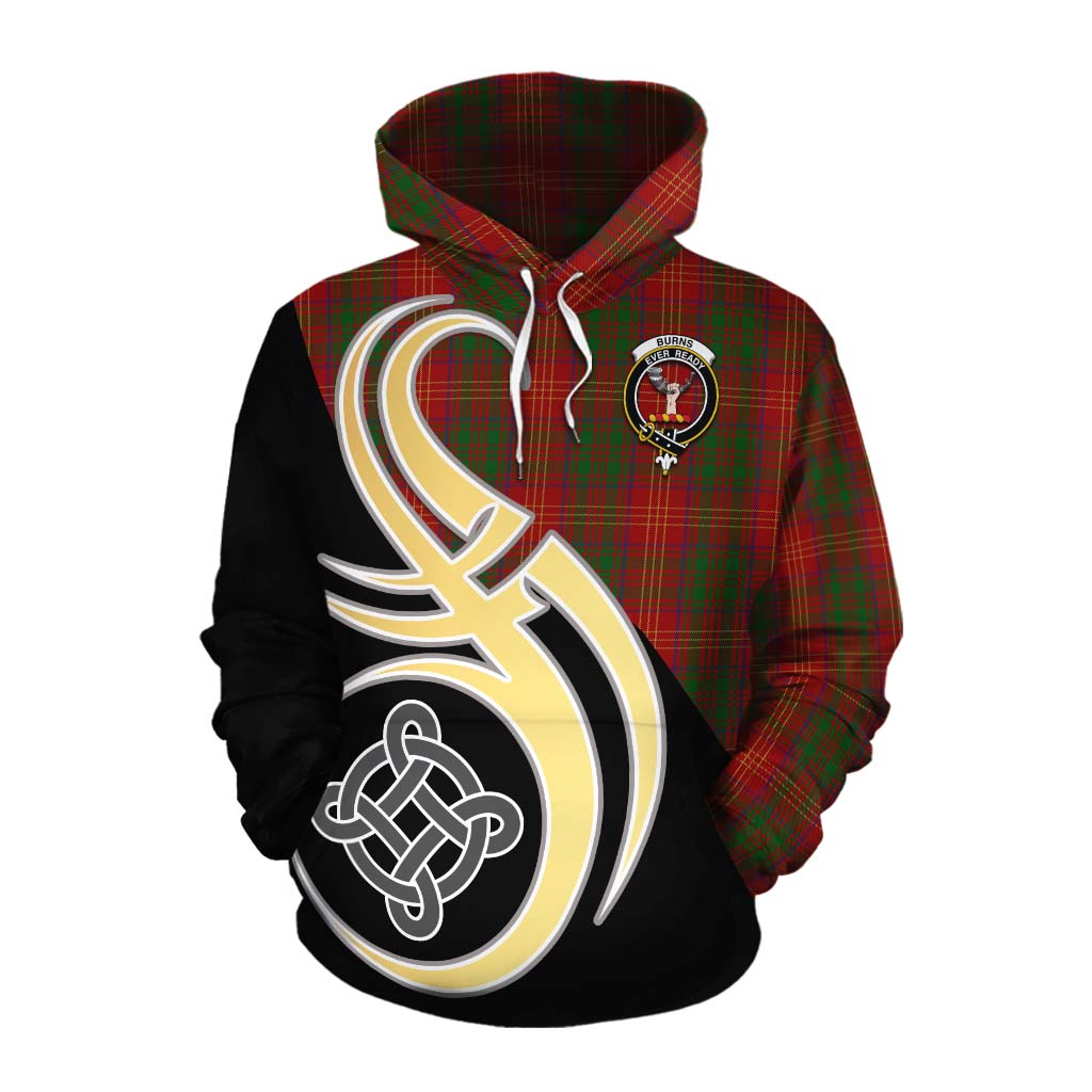 Tartan Vibes Clothing Burns Tartan Cotton Hoodie with Family Crest and Celtic Symbol Style