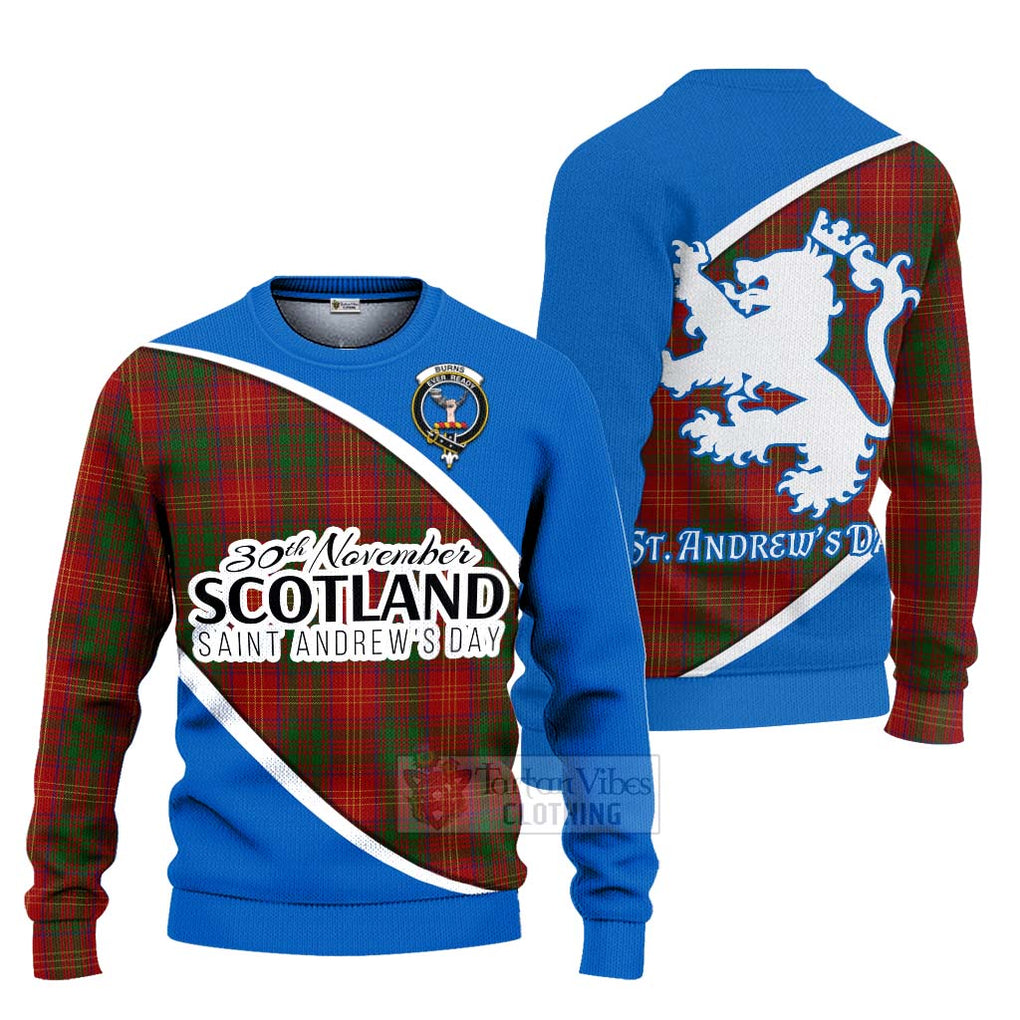 Tartan Vibes Clothing Burns Family Crest Tartan Knitted Sweater Celebrate Saint Andrew's Day in Style