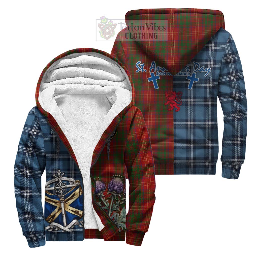 Tartan Vibes Clothing Burns Tartan Sherpa Hoodie Happy St. Andrew's Day Half Tartan Style