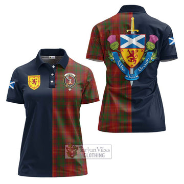 Burns Tartan Women's Polo Shirt Alba with Scottish Lion Royal Arm Half Style