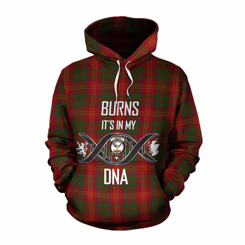 Tartan Vibes Clothing Burns Tartan Cotton Hoodie with Family Crest DNA In Me Style