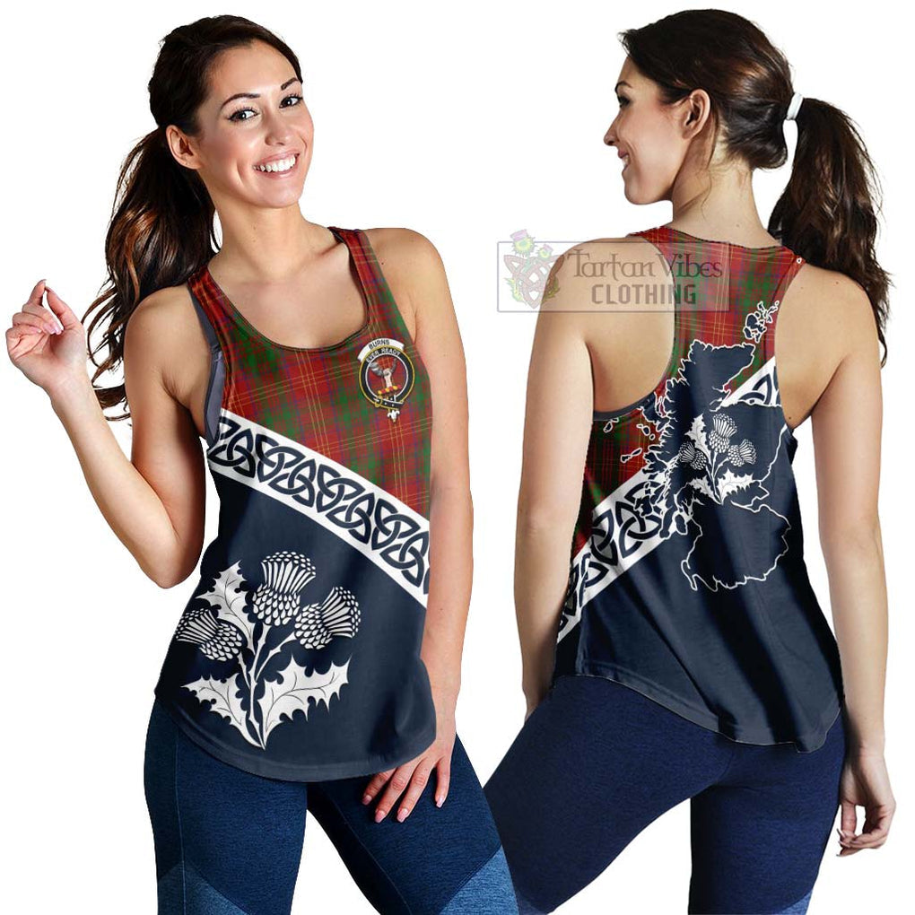 Tartan Vibes Clothing Burns Tartan Women's Racerback Tanks Featuring Thistle and Scotland Map