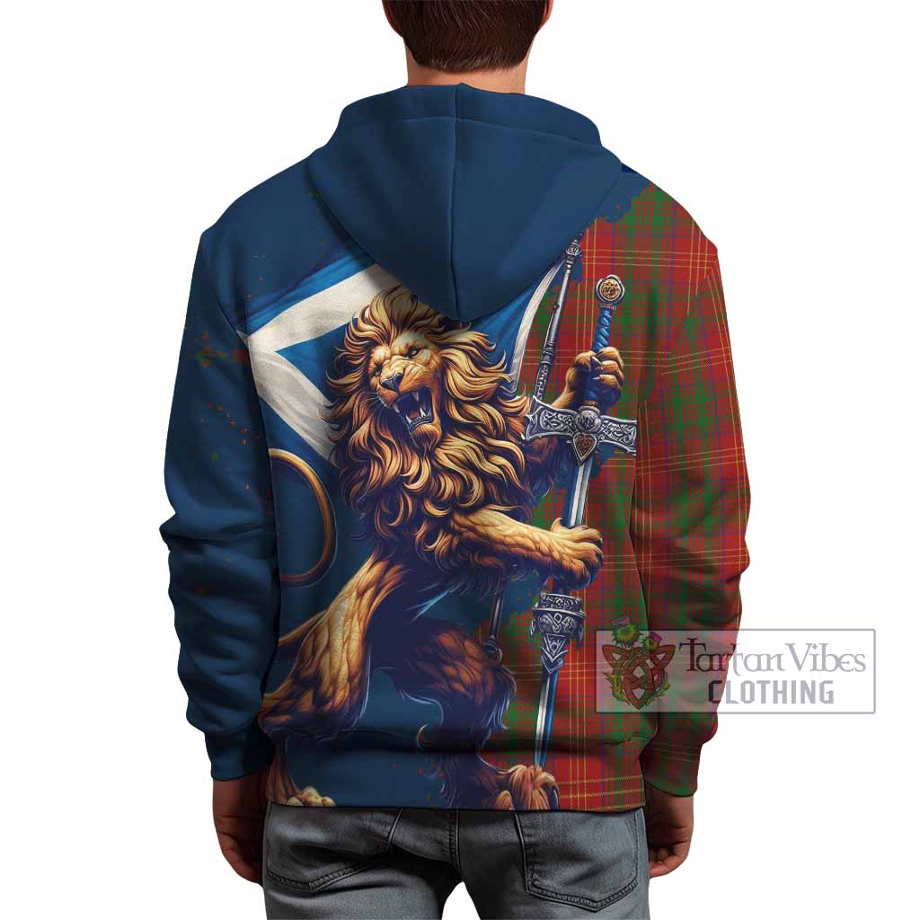 Burns Tartan Family Crest Hoodie with Scottish Majestic Lion