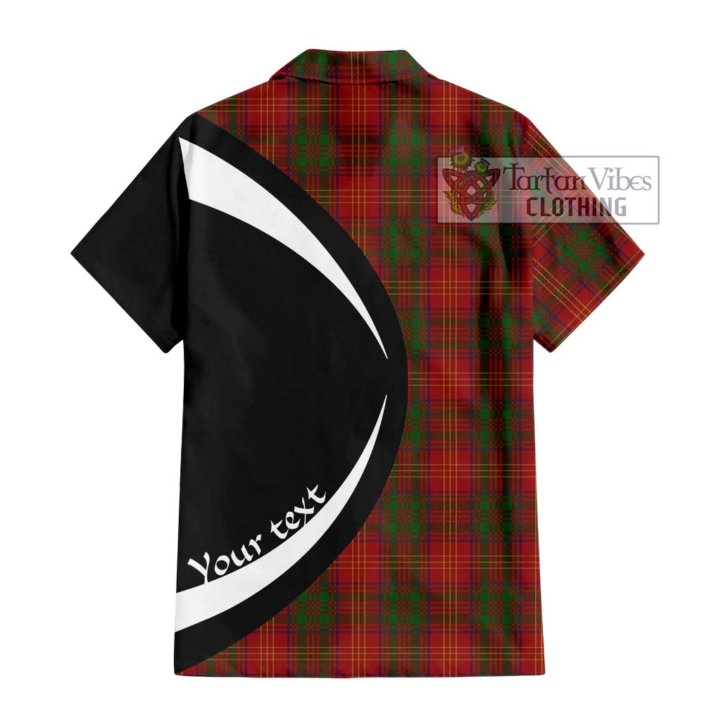 Burns Tartan Short Sleeve Button Up with Family Crest Circle Style - Tartan Vibes Clothing