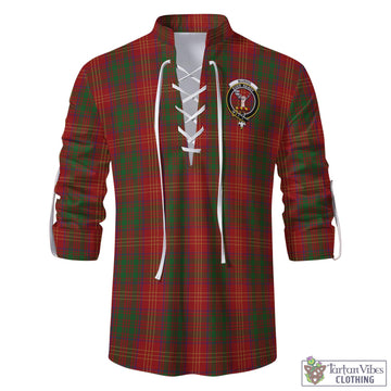 Burns Tartan Men's Scottish Traditional Jacobite Ghillie Kilt Shirt with Family Crest