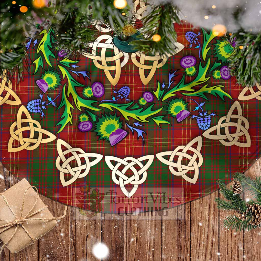 Tartan Vibes Clothing Burns Tartan Christmas Tree Skirt with Thistle Celtic Knot Style