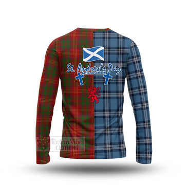 Burns Tartan Long Sleeve T-Shirt Happy St. Andrew's Day Half Tartan Style