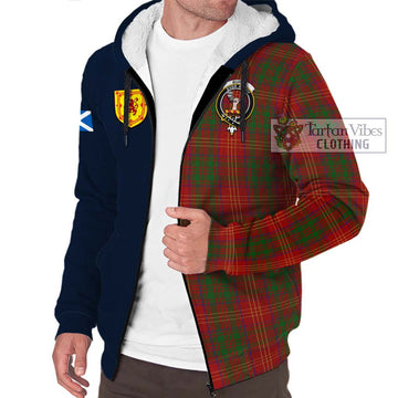 Burns Tartan Sherpa Hoodie Alba with Scottish Lion Royal Arm Half Style