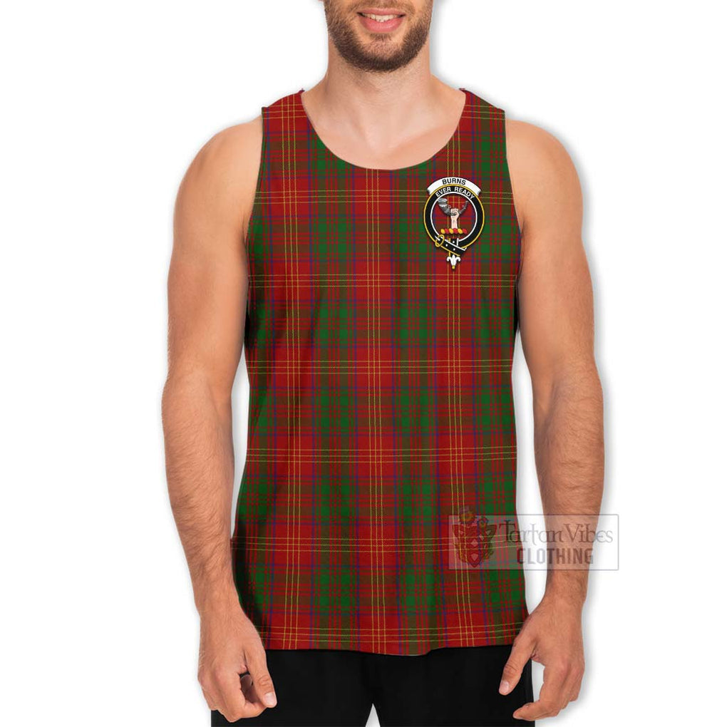 Tartan Vibes Clothing Burns Tartan Men's Tank Top with Family Crest and Bearded Skull Holding Bottles of Whiskey