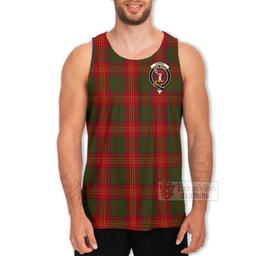 Burns Tartan Men's Tank Top with Family Crest and Bearded Skull Holding Bottles of Whiskey