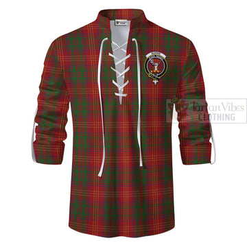 Burns Tartan Ghillie Kilt Shirt with Family Crest Celtic Skull Style