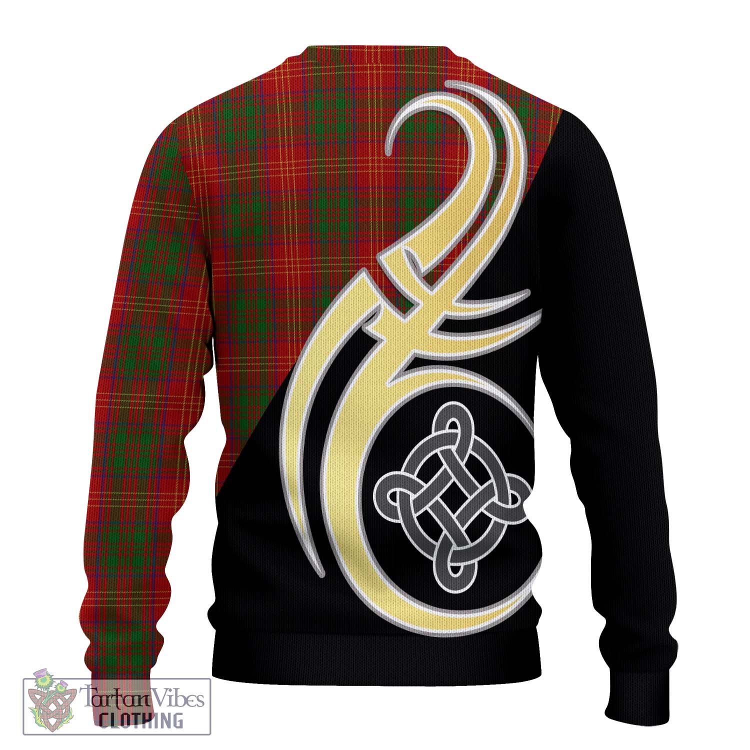 Burns Tartan Knitted Sweater with Family Crest and Celtic Symbol Style - Tartan Vibes Clothing