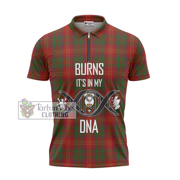 Burns Tartan Zipper Polo Shirt with Family Crest DNA In Me Style