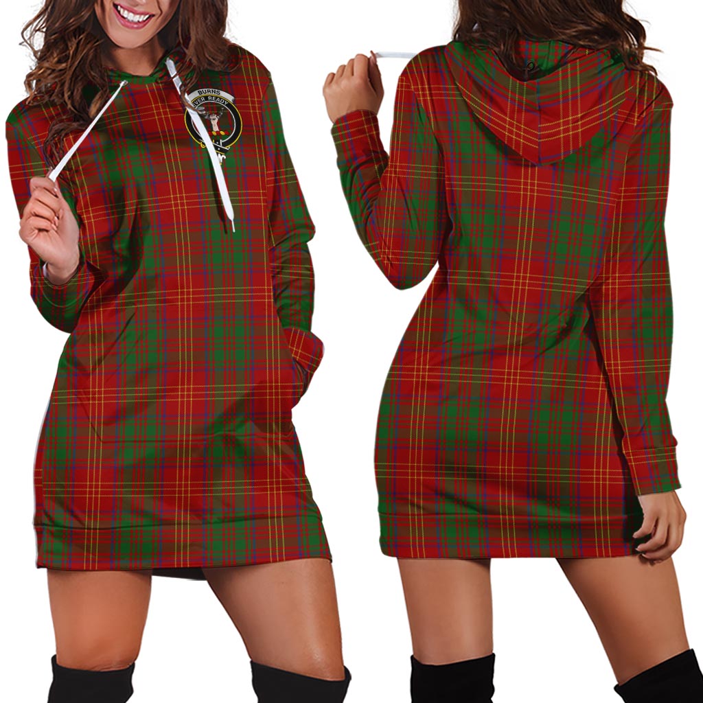 Burns Tartan Hoodie Dress with Family Crest - Tartan Vibes Clothing