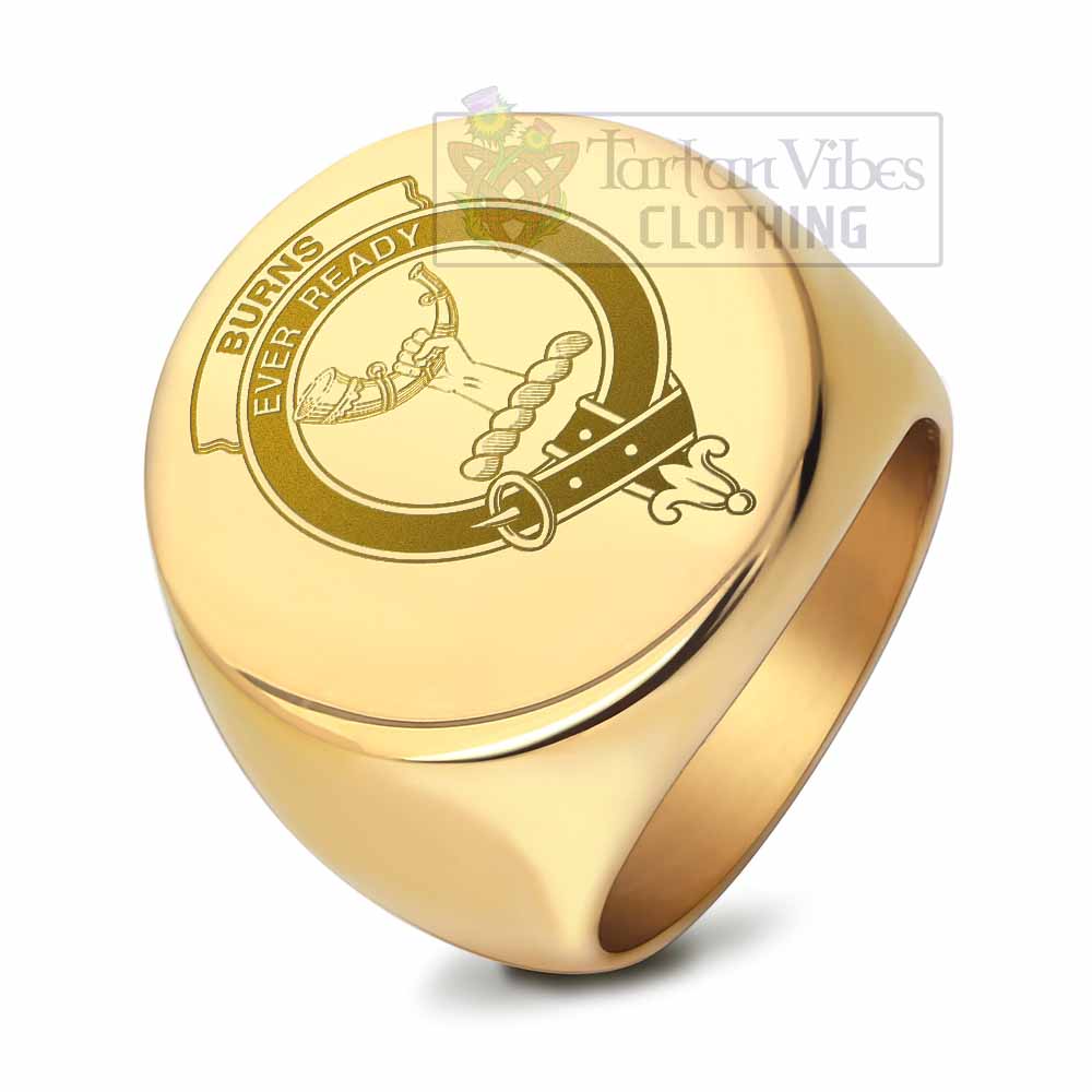 Tartan Vibes Clothing Burns Clan Crest Engraved Ring