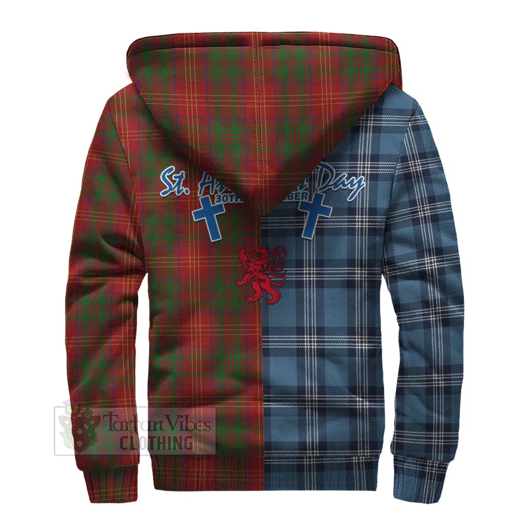 Tartan Vibes Clothing Burns Tartan Sherpa Hoodie Happy St. Andrew's Day Half Tartan Style