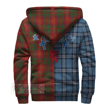 Burns Tartan Sherpa Hoodie Happy St. Andrew's Day Half Tartan Style