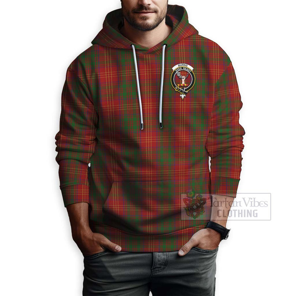 Tartan Vibes Clothing Burns Tartan Hoodie with Family Crest Celtic Skull Style