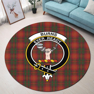 Burns Tartan Round Rug with Family Crest