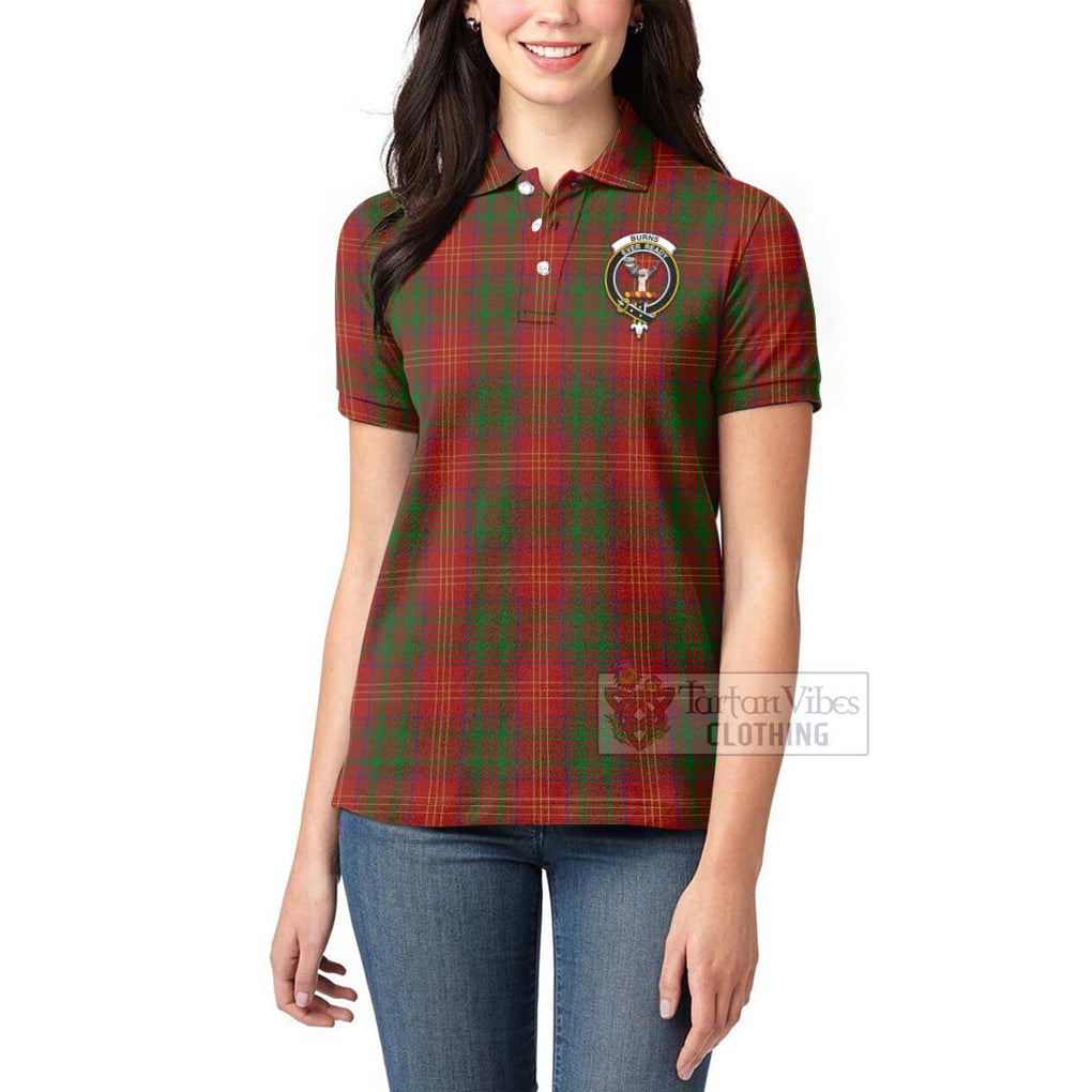 Tartan Vibes Clothing Burns Tartan Women's Polo Shirt with Family Crest and Bearded Skull Holding Bottles of Whiskey