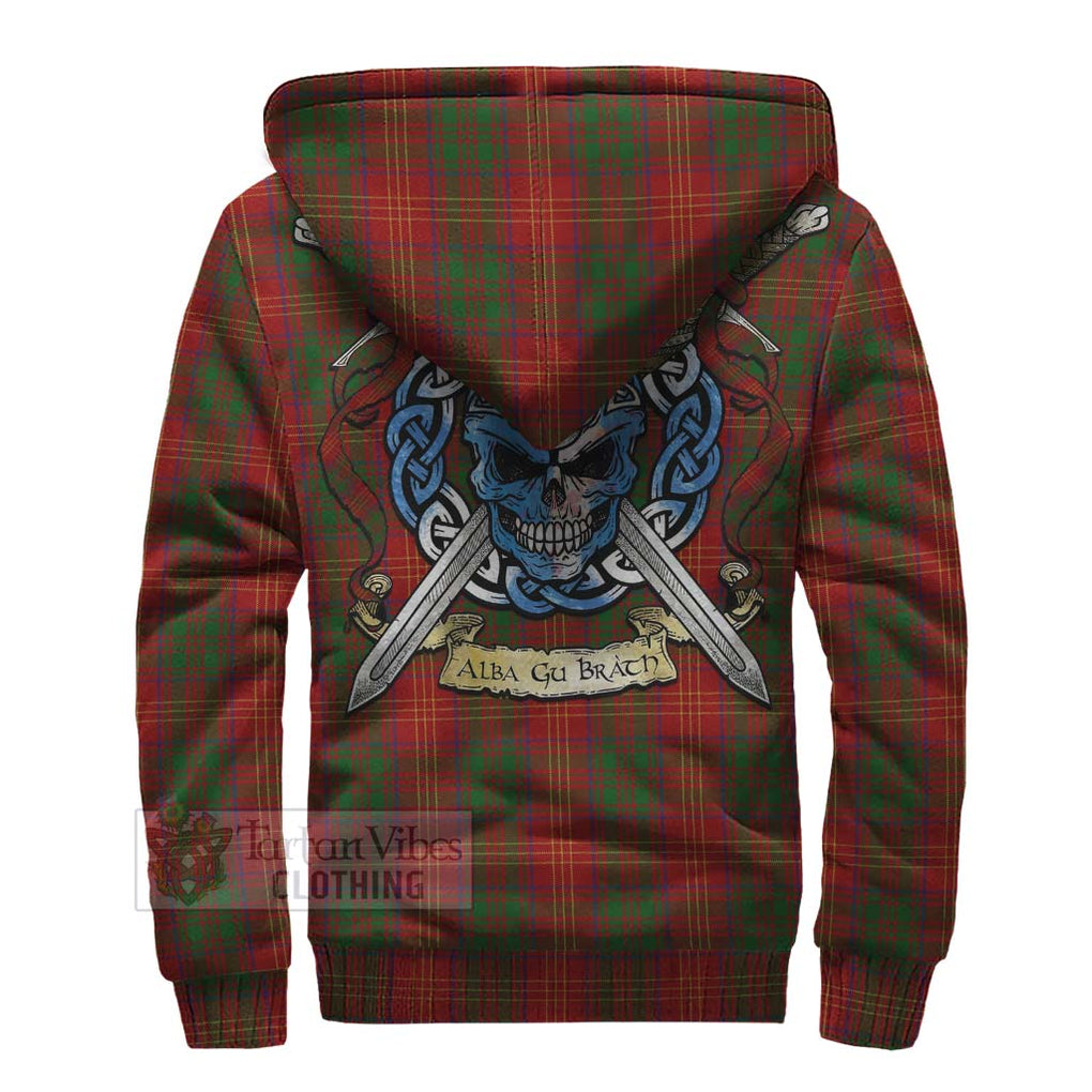 Tartan Vibes Clothing Burns Tartan Sherpa Hoodie with Family Crest Celtic Skull Style