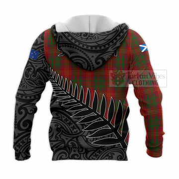 Burns Crest Tartan Knitted Hoodie with New Zealand Silver Fern Half Style