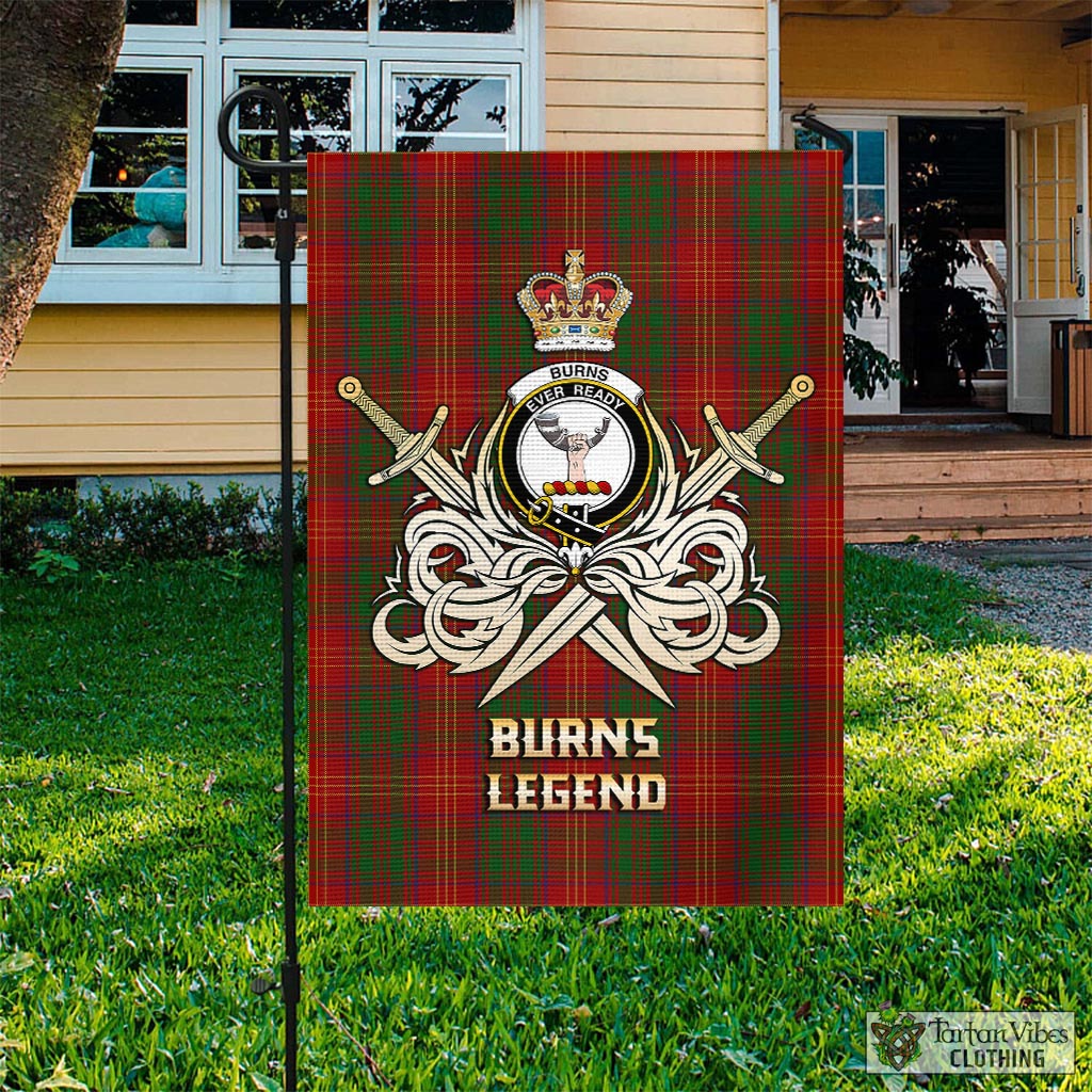 Tartan Vibes Clothing Burns Tartan Flag with Clan Crest and the Golden Sword of Courageous Legacy