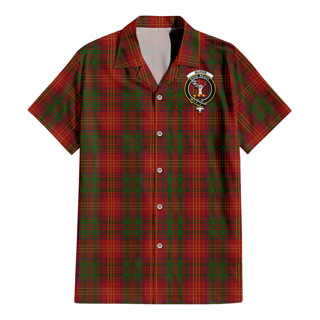 Burns Tartan Short Sleeve Button Down Shirt with Family Crest