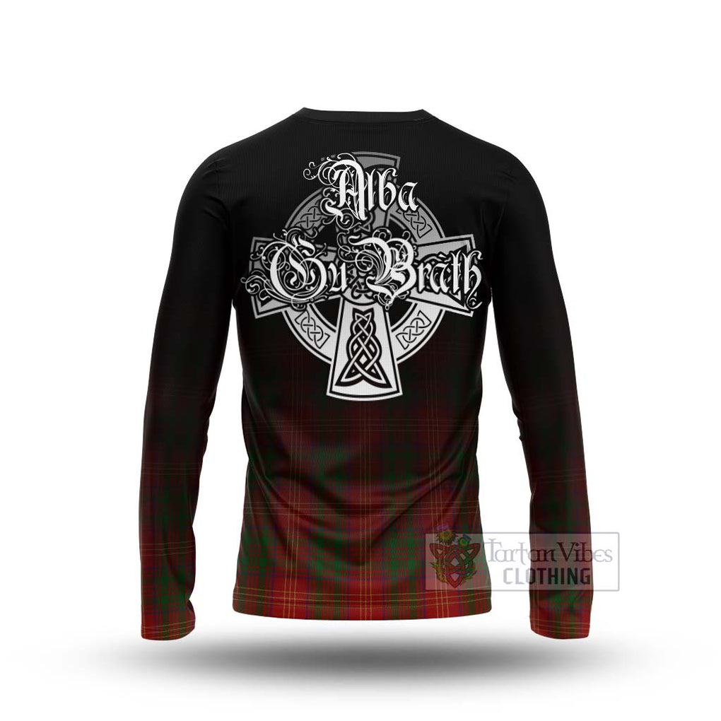 Tartan Vibes Clothing Burns Tartan Long Sleeve T-Shirt Featuring Alba Gu Brath Family Crest Celtic Inspired