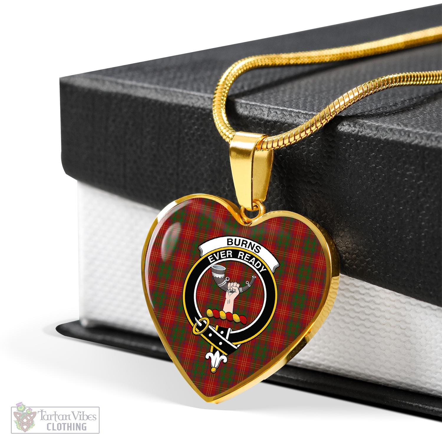 Tartan Vibes Clothing Burns Tartan Heart Necklace with Family Crest