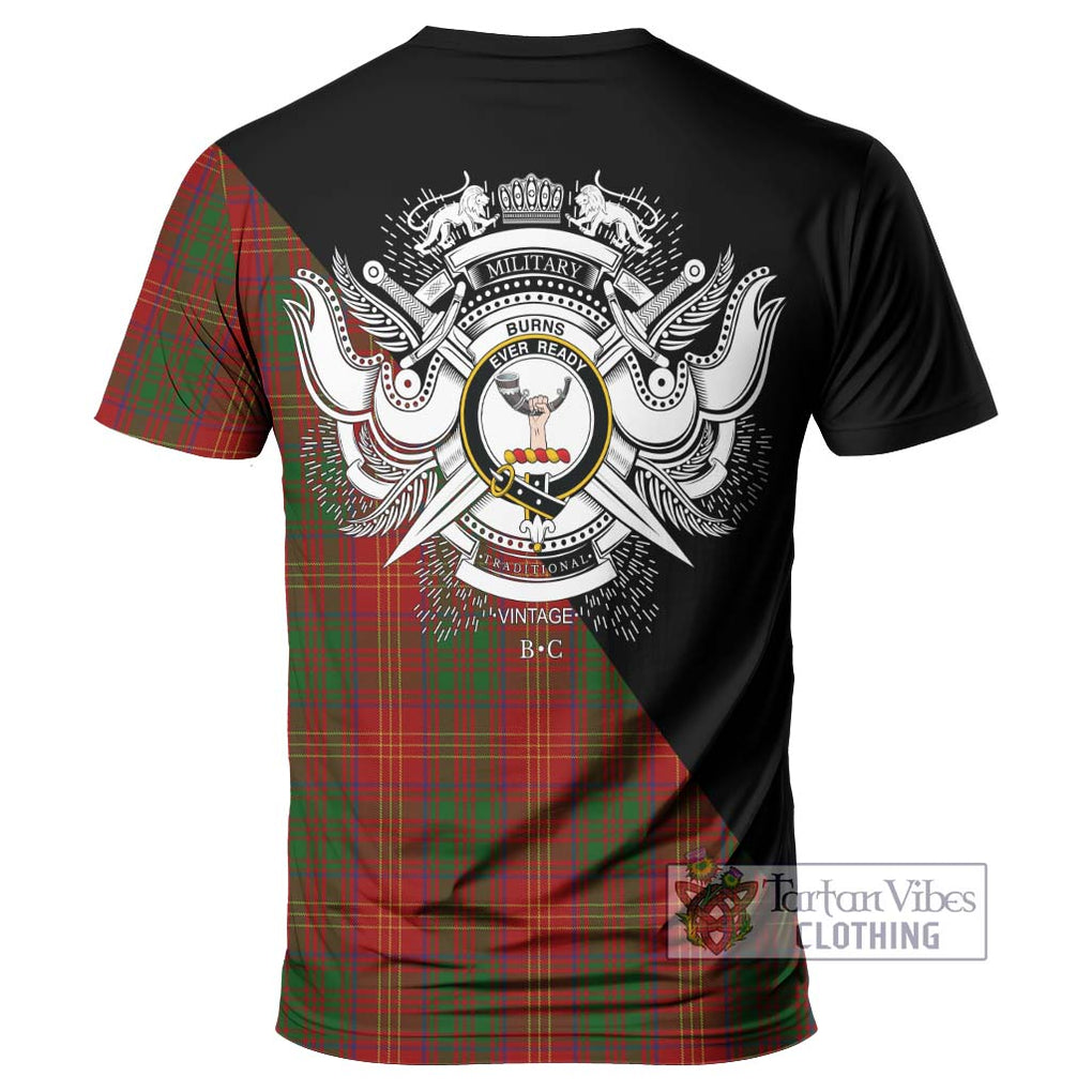 Burns Tartan T-Shirt with Family Crest and Military Logo Style - Tartanvibesclothing Shop