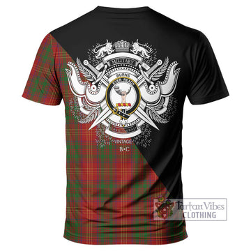 Burns Tartan T-Shirt with Family Crest and Military Logo Style