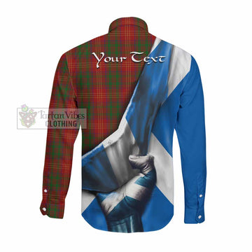 Burns Tartan Long Sleeve Button Shirt with Family Crest Scotland Patriotic Style