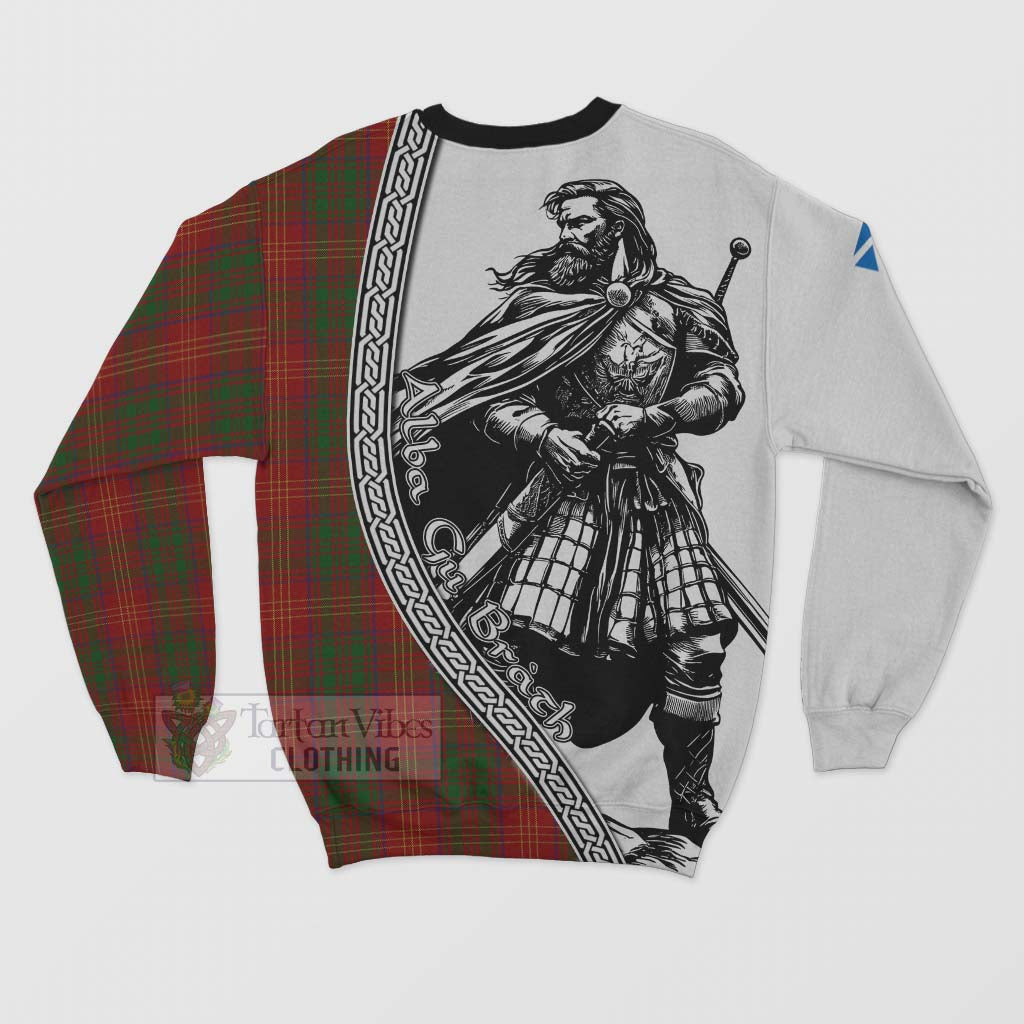 Burns Tartan Clan Crest Sweatshirt with Highlander Warrior Celtic Style - Tartan Vibes Clothing