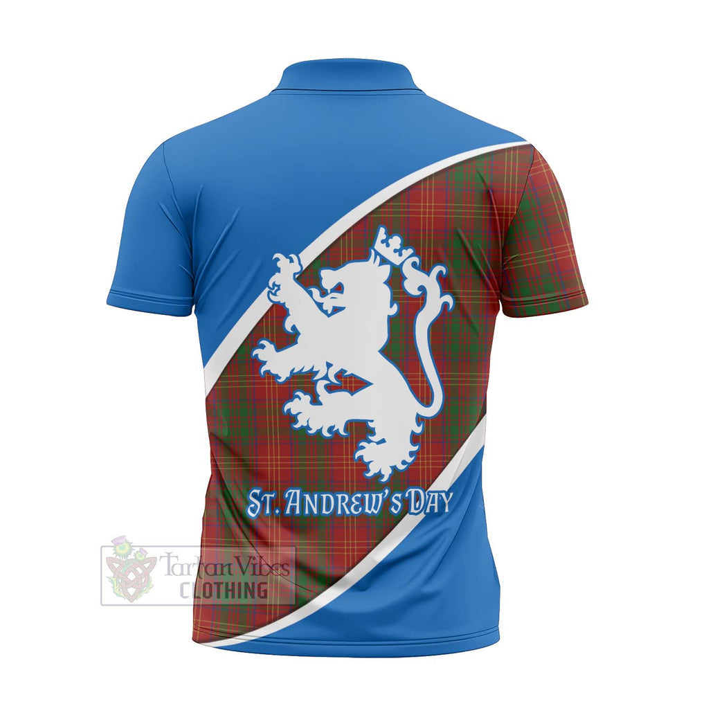 Tartan Vibes Clothing Burns Family Crest Tartan Zipper Polo Shirt Celebrate Saint Andrew's Day in Style