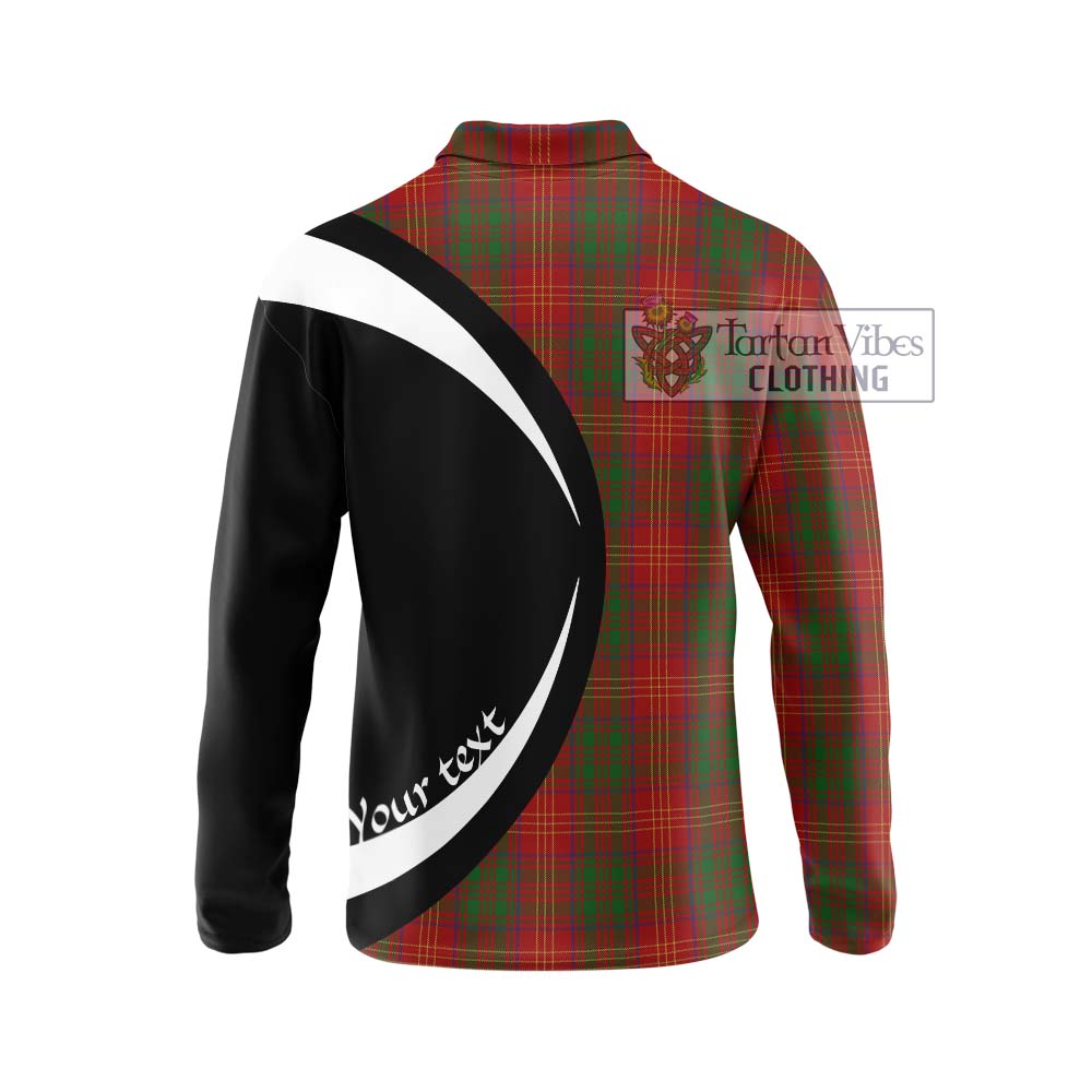 Burns Tartan Long Sleeve Polo Shirt with Family Crest Circle Style - Tartan Vibes Clothing