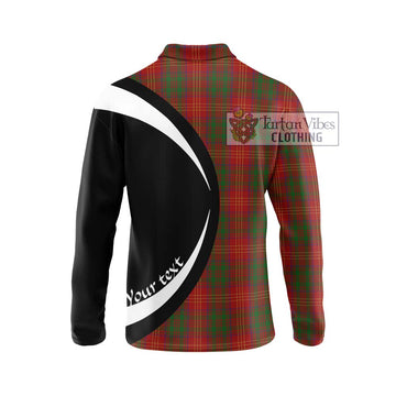 Burns Tartan Long Sleeve Polo Shirt with Family Crest Circle Style