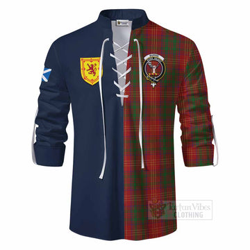 Burns Tartan Ghillie Kilt Shirt Alba with Scottish Lion Royal Arm Half Style