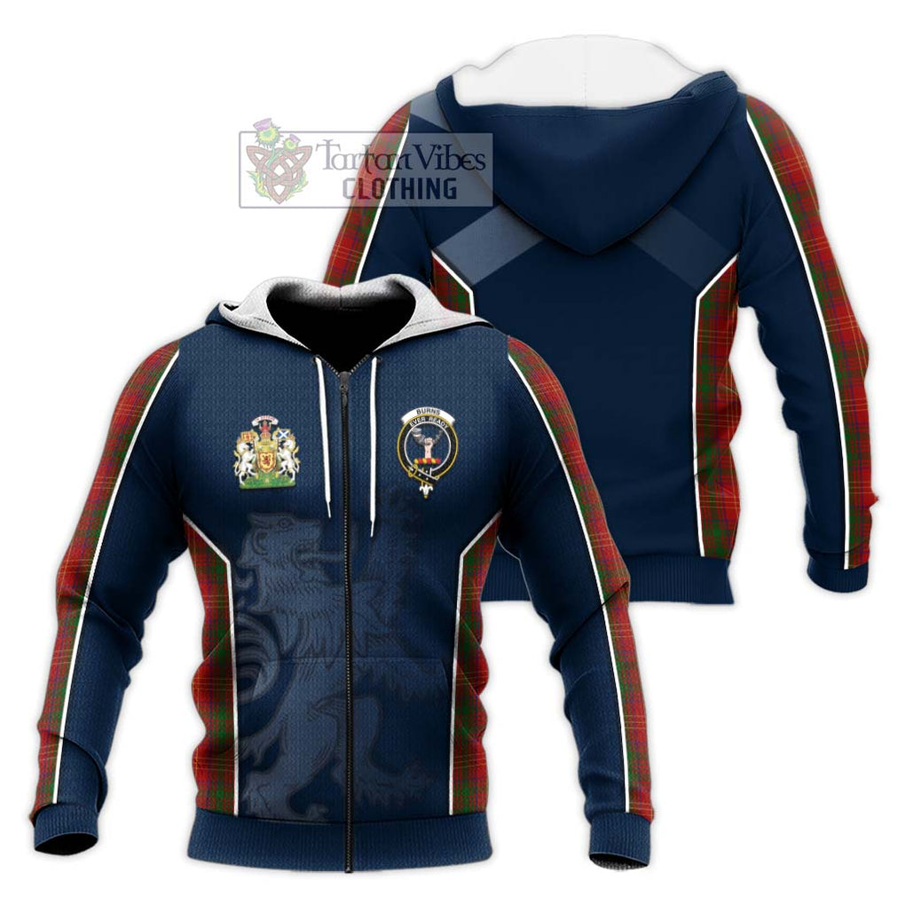 Burns Tartan Knitted Hoodie with Family Crest and Lion Rampant Vibes Sport Style Unisex Knitted Zip Hoodie - Tartan Vibes Clothing