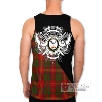 Burns Tartan Men's Tank Top with Family Crest and Military Logo Style