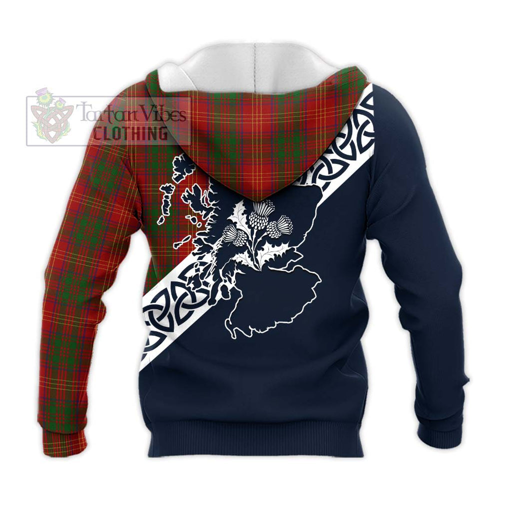 Tartan Vibes Clothing Burns Tartan Knitted Hoodie Featuring Thistle and Scotland Map