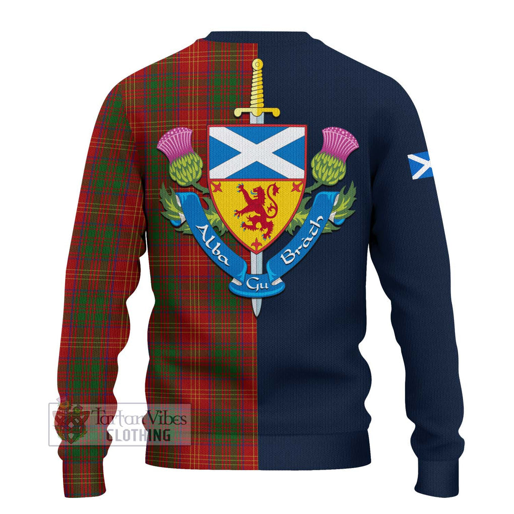 Tartan Vibes Clothing Burns Tartan Knitted Sweater with Scottish Lion Royal Arm Half Style