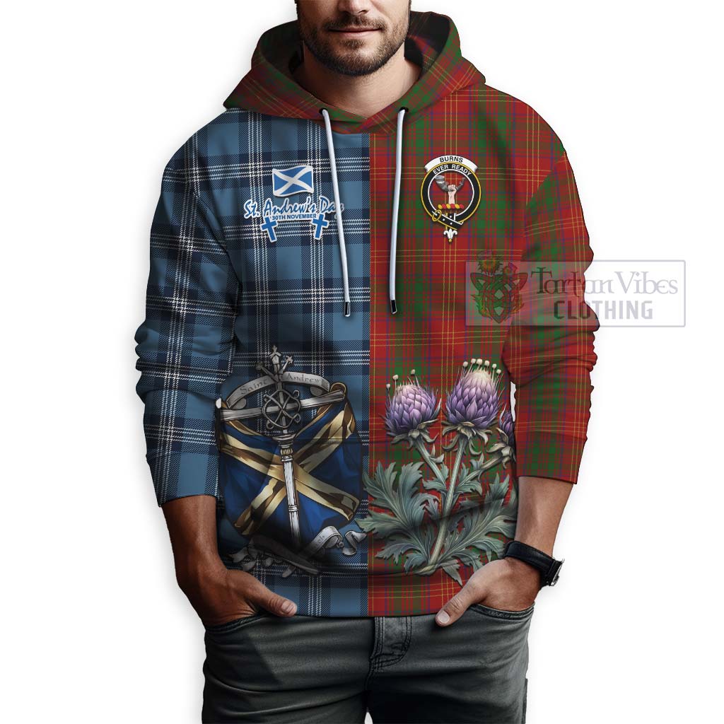 Tartan Vibes Clothing Burns Tartan Hoodie Happy St. Andrew's Day Half Tartan Style