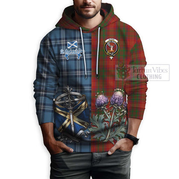 Burns Tartan Hoodie Happy St. Andrew's Day Half Tartan Style