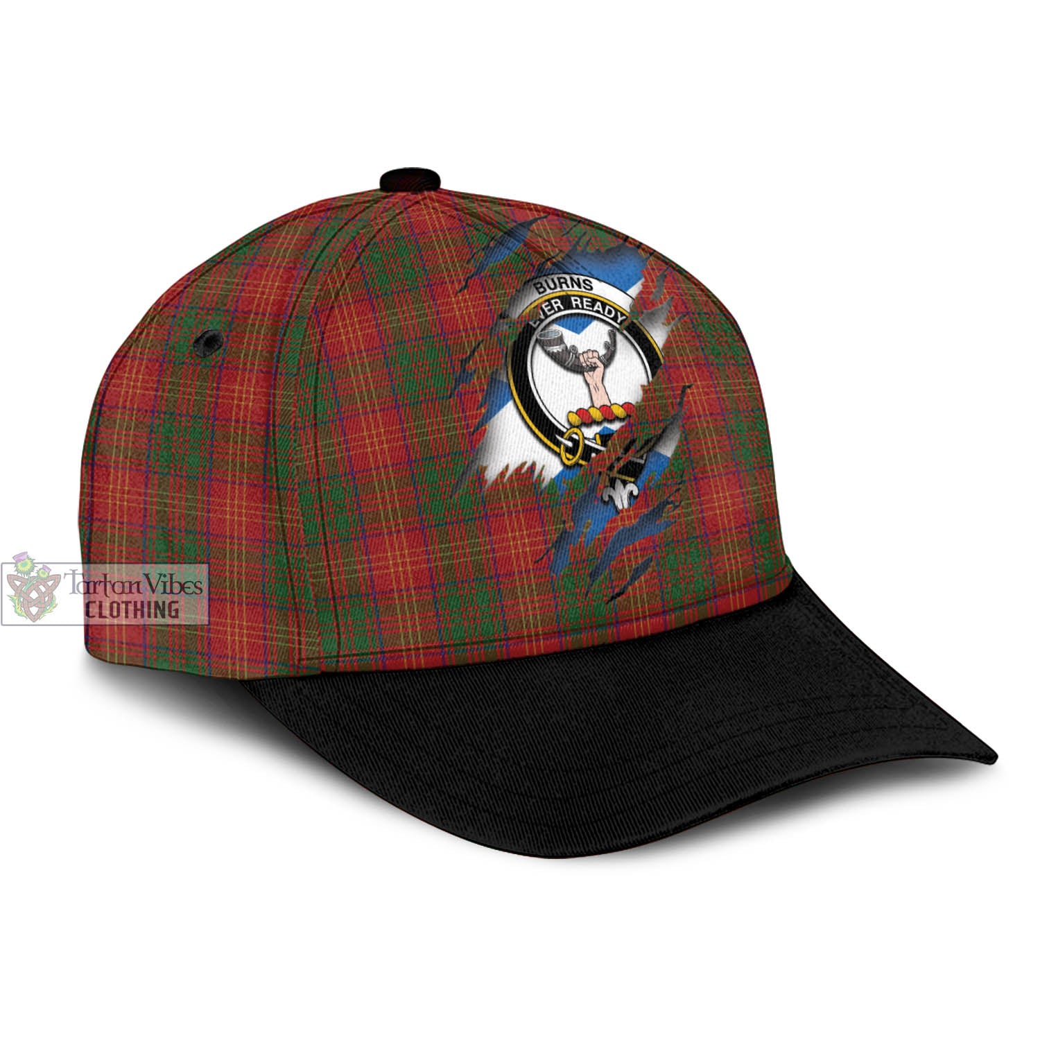 Tartan Vibes Clothing Burns Tartan Classic Cap with Family Crest In Me Style